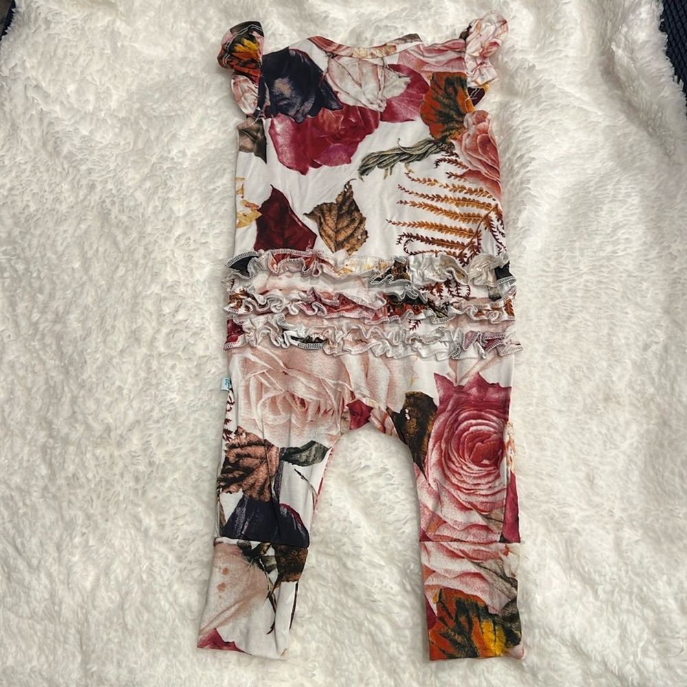 Posh peanut floral sleeveless onesie. - Picture 2 of 2
